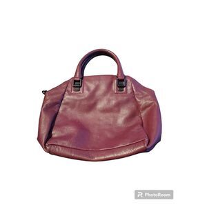 ELLIOTT LUCCA Maroon FARO CITY Distressed Leather Top Handle Satchel Bag
